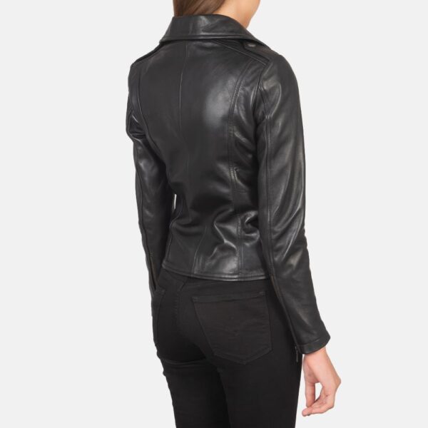 Women's Retro Style Black Leather Biker Jacket