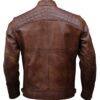 Men's Quilted Style Classic Biker Leather Jacket in Brown Color