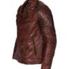 Stylish Men's Genuine Sheepskin Leather Jacket Distressed Brown Brando Biker Design