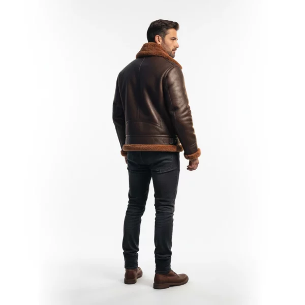 Back view of RAF B3 Bomber Jacket with Shearling Collar